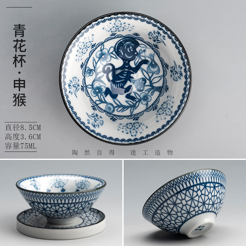 Blue and white porcelain zodiac signs