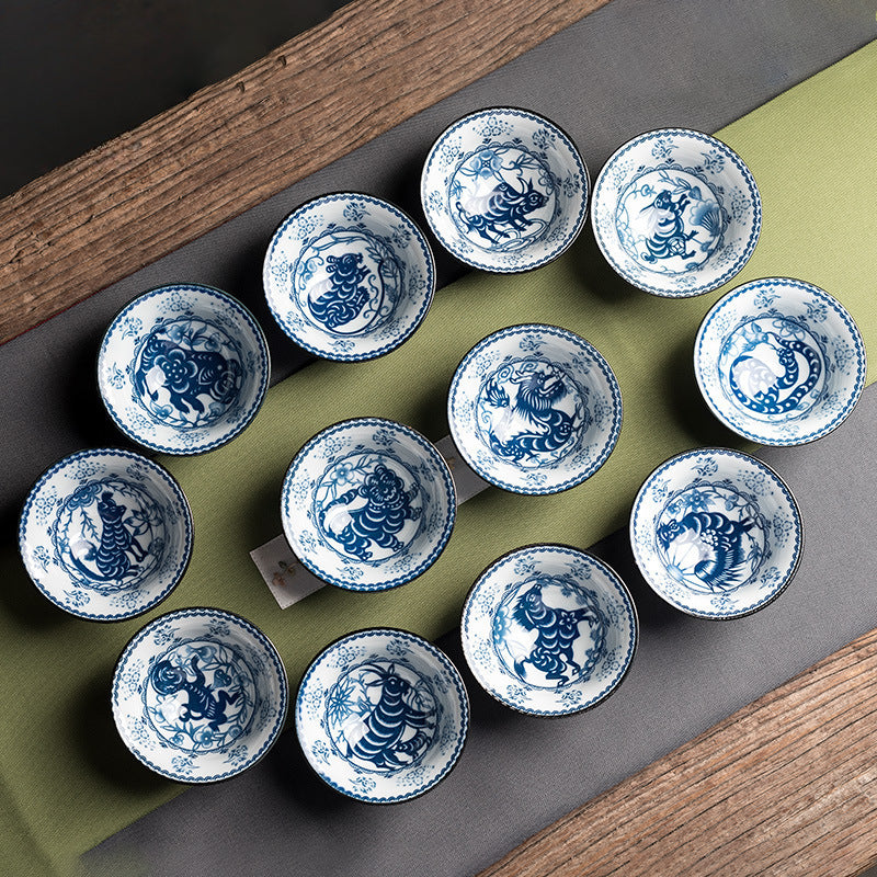 Blue and white porcelain zodiac signs