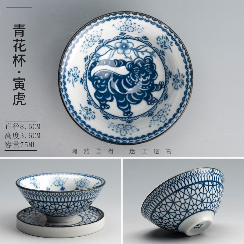 Blue and white porcelain zodiac signs