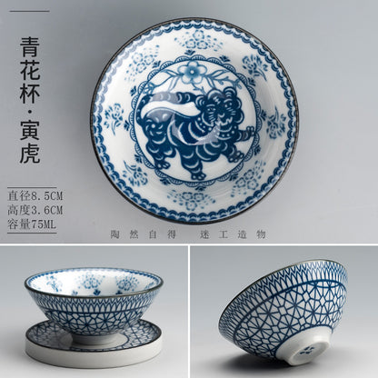 Blue and white porcelain zodiac signs