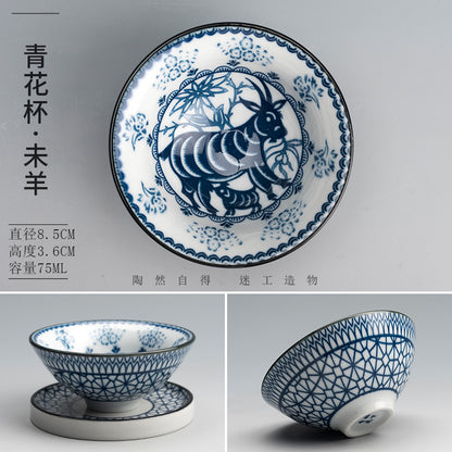 Blue and white porcelain zodiac signs