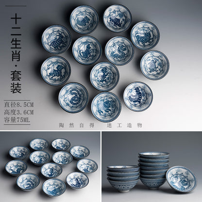 Blue and white porcelain zodiac signs