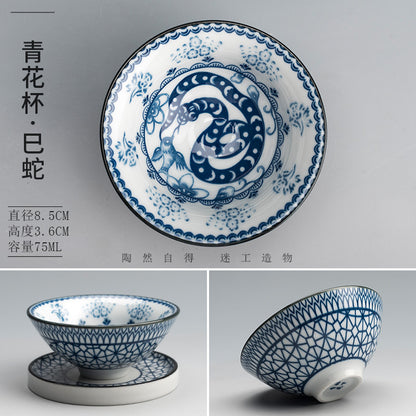 Blue and white porcelain zodiac signs